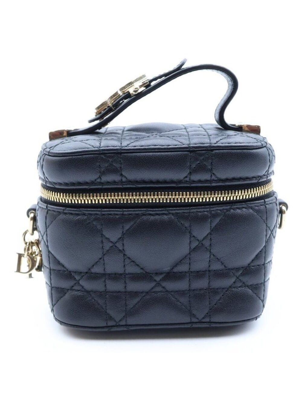 Dior Lady Cannage Micro Vanity Shoulder Bag Leather Black